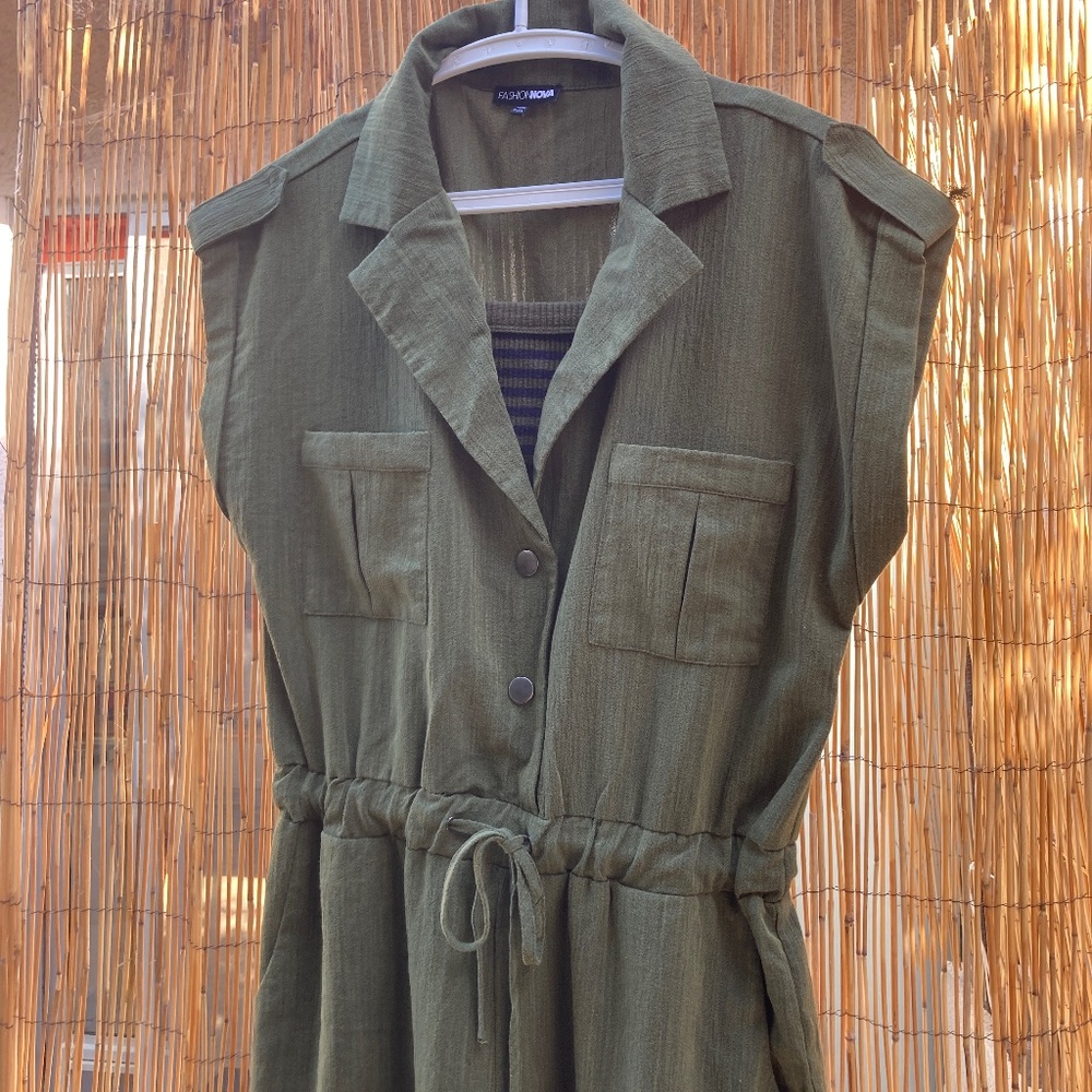 Fashion Nova Olive Green Utility Jumpsuit